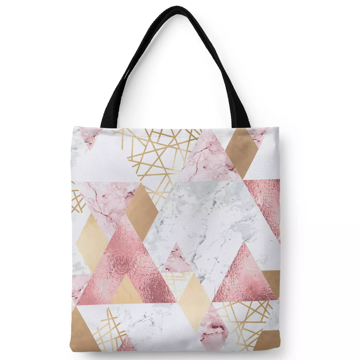 Bolsa de mujer Patchwork geometrico triangulos de marmol oro textil Bolsas tienda bimago