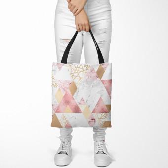 Bolsa de mujer Geometric patchwork - design with triangles, marble and gold pattern