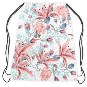 Mochila In bloom - bush motif with red flowers, on a light background