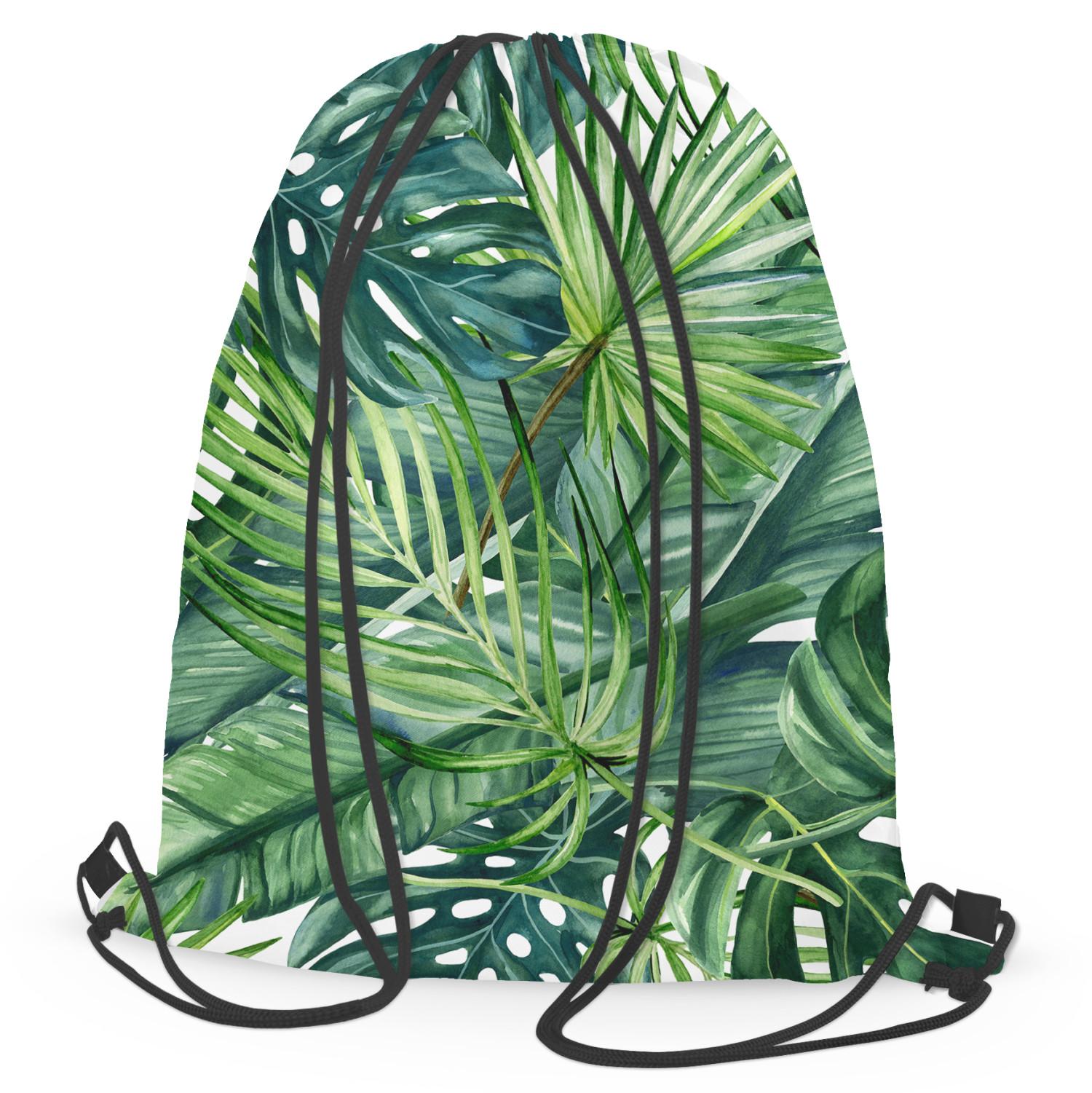 Mochila Green corner - leaves of various shapes, shown on a white background