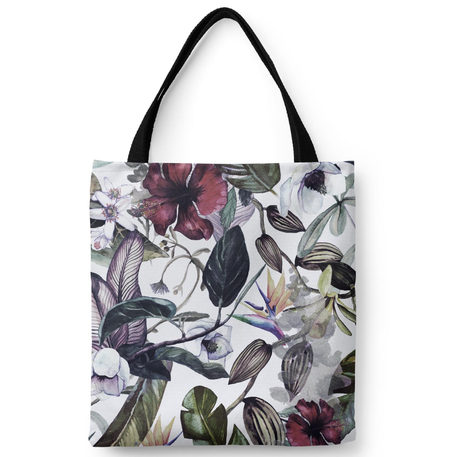 Bolsa de mujer Oriental plants - branches, leaves and flowers in watercolour style