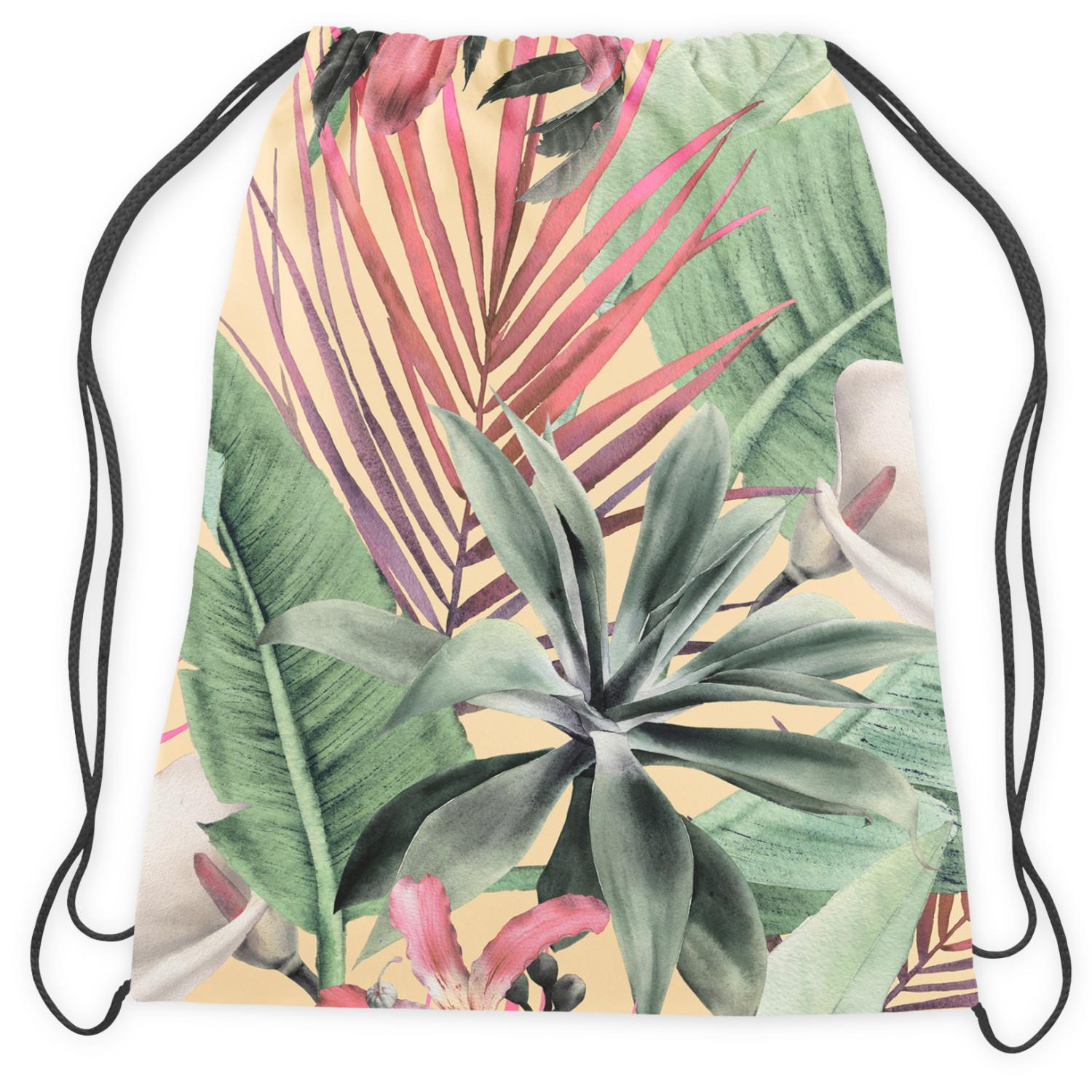 Mochila Rainforest flora - a floral pattern with white flowers and leaves
