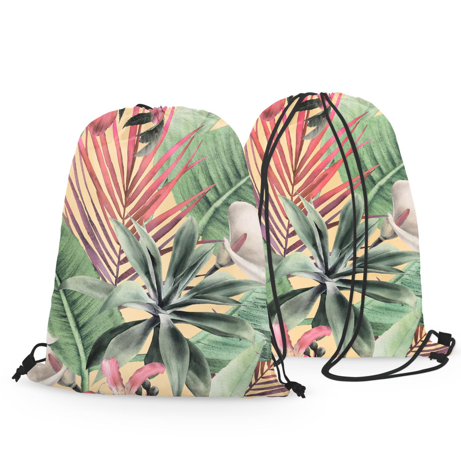 Mochila Rainforest flora - a floral pattern with white flowers and leaves