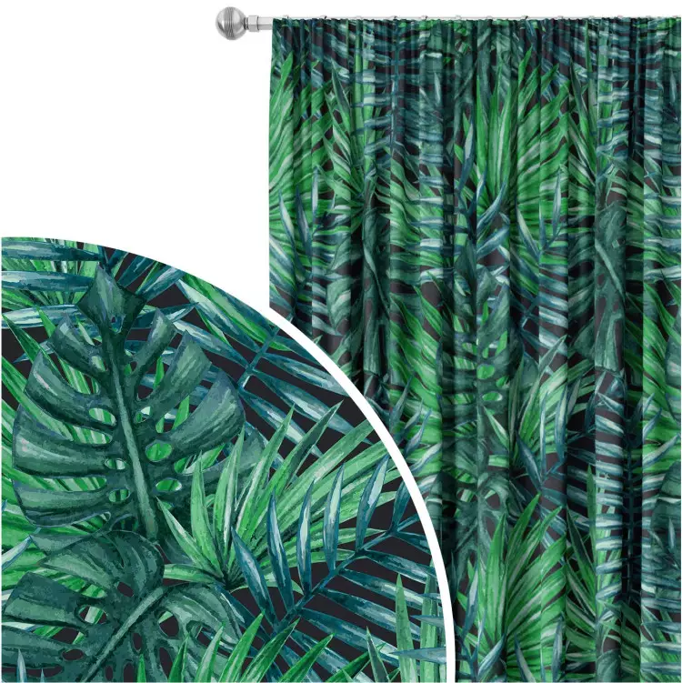 Palmeras y hojas - composición botánica con monstera en tonos verdes