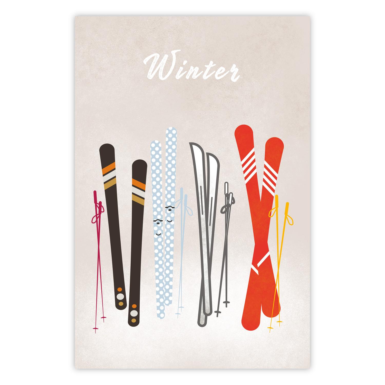 Póster Winter Madness - Illustration of Models of Skis