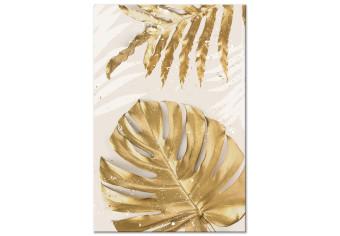 Cuadro moderno Golden Leaves With a Monstera - Elegant Plants With a Festive Atmosphere