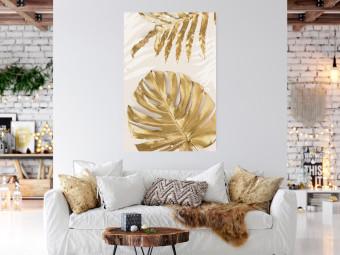 Poster Golden Leaves With an Elegant Monster - Plants With a Festive Atmosphere