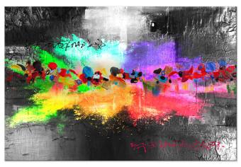 Cuadro decorativo Rainbow Colors - Colorful Abstraction With a Texture on a Silver and Black Background