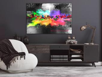 Cuadro decorativo Rainbow Colors - Colorful Abstraction With a Texture on a Silver and Black Background
