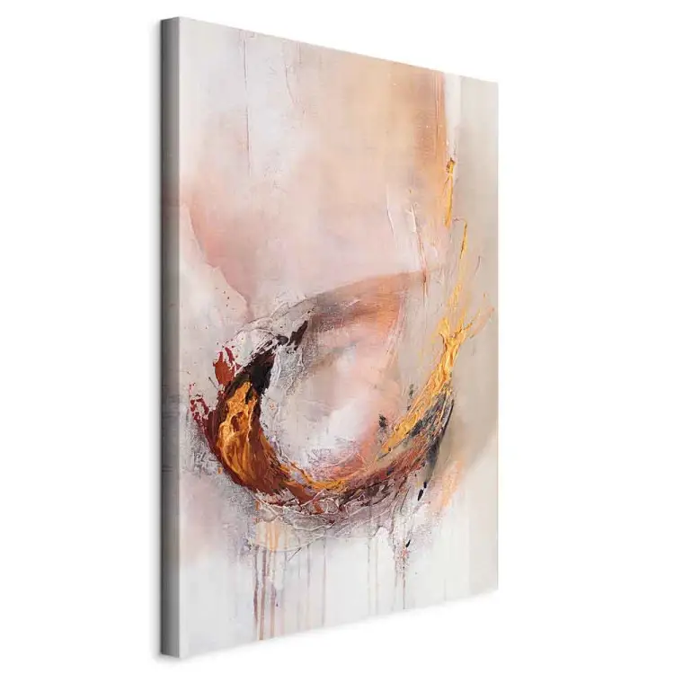 Abstracción pintada - composición beige con toques dorados y marrones