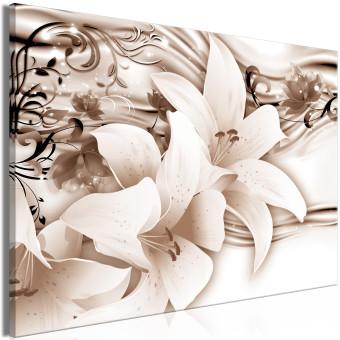 Cuadro decorativo Sepia Lilies - Delicate Flowers With an Organic Ornament