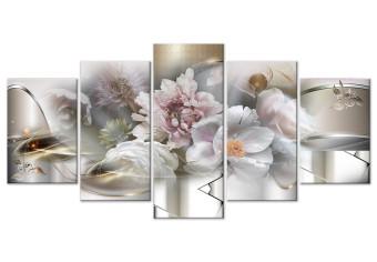 Cuadro decorativo Abstraction With Flowers - Spring Blooming With Gold Elements