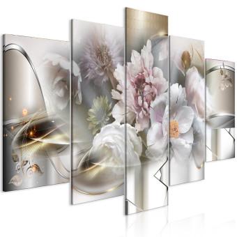Cuadro decorativo Abstraction With Flowers - Spring Blooming With Gold Elements