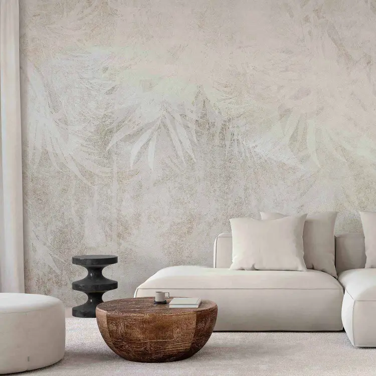 Etude natural - fondo abstracto beige con formas de hojas