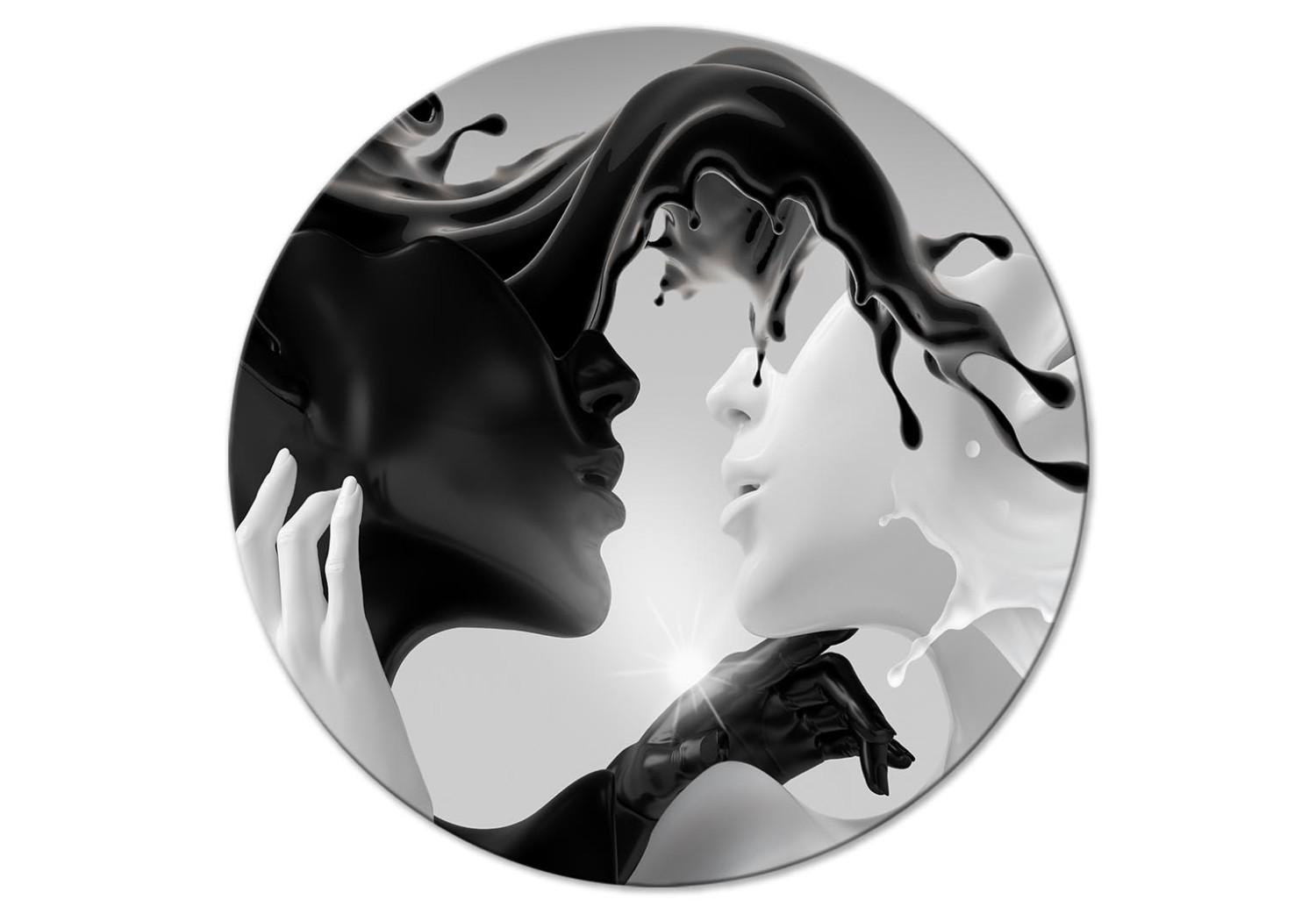 Cuadro redondos moderno Lovers - 3D Graphics Depicting Kissing Characters
