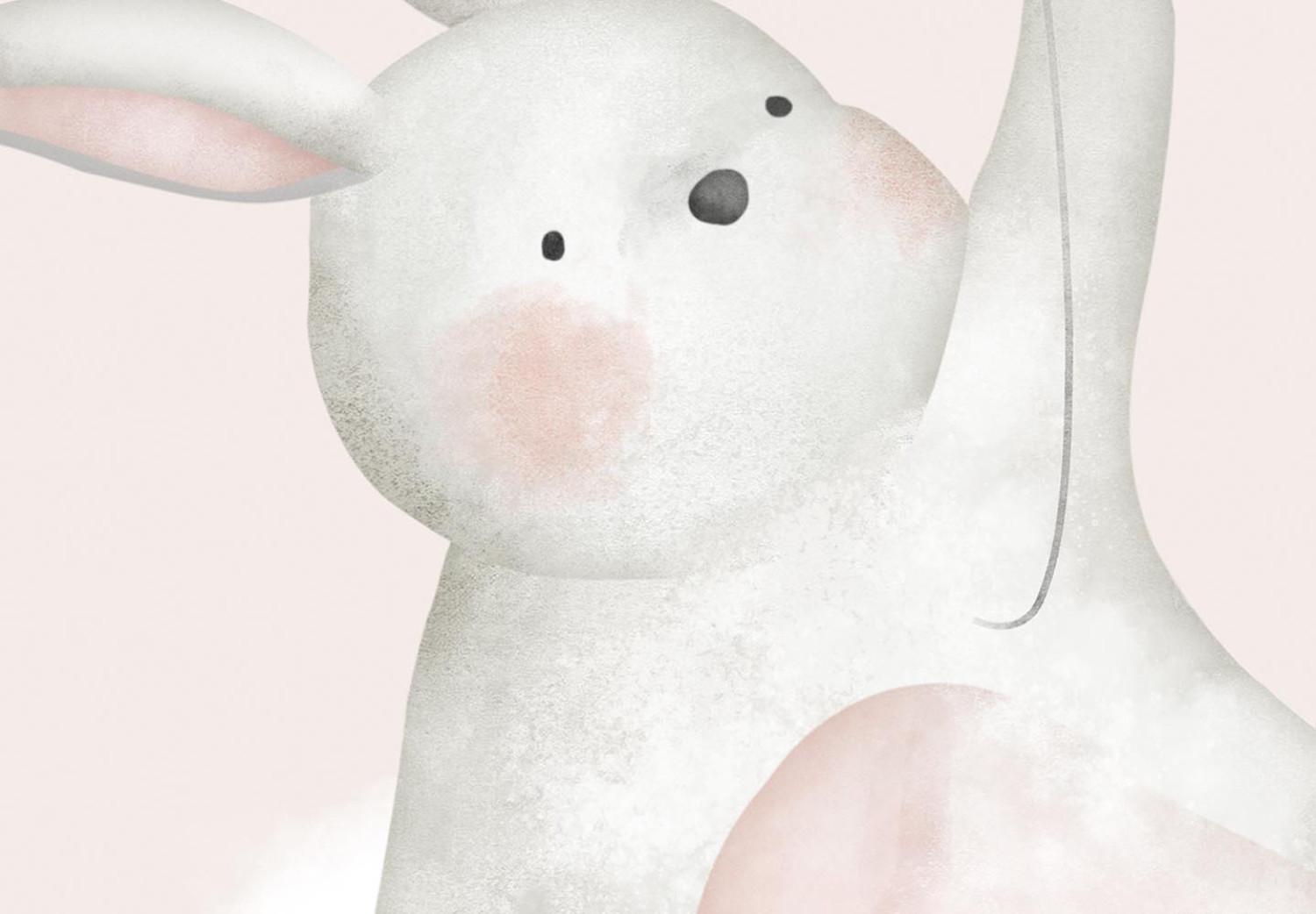 Cuadro redondos moderno Pastel Bunny on a Cloud - Cute Animal with a Balloon-Moon
