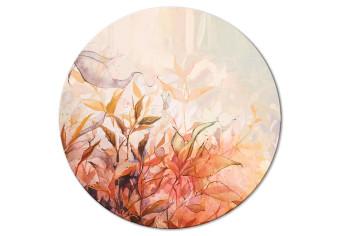 Cuadro redondos moderno Flaming Meadow - Artwork With Painted Plants in Vivid Colors