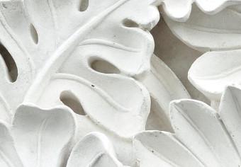 Cuadro redondos moderno Carved Nature - Pattern With White Leaves Made of Stone