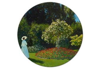 Cuadro redondos moderno Woman in the Garden by Claude Monet - A Landscape of Vegetation in Spring