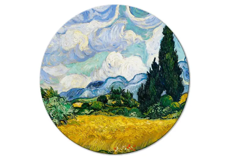 Vincent Van Gogh - paisaje con campo amarillo de salvia y cipreses