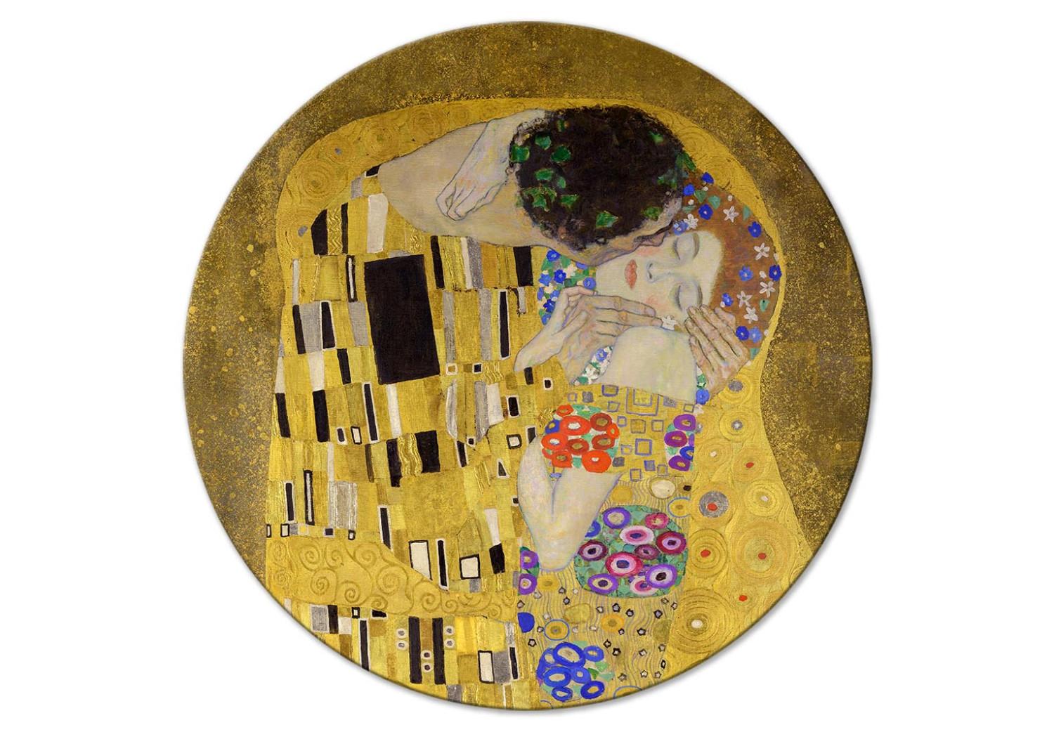 Cuadro redondos moderno Kiss - Gustav Klimt - A Couple in Love in a Passionate Embrace