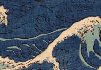 Cuadro redondos moderno Japanese Woodcut Utagawa Hiroshige - Great Blue Wave