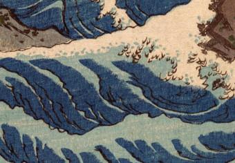 Cuadro redondos moderno Japanese Woodcut Utagawa Hiroshige - Great Blue Wave