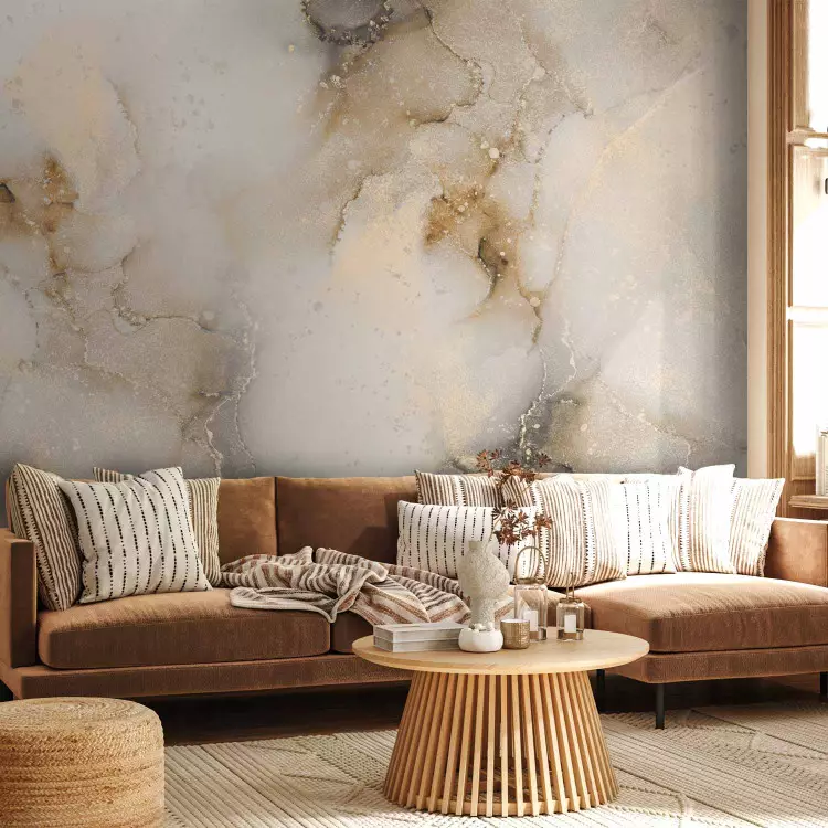 Impresión de mármol - elegante abstracción en dorado y beige