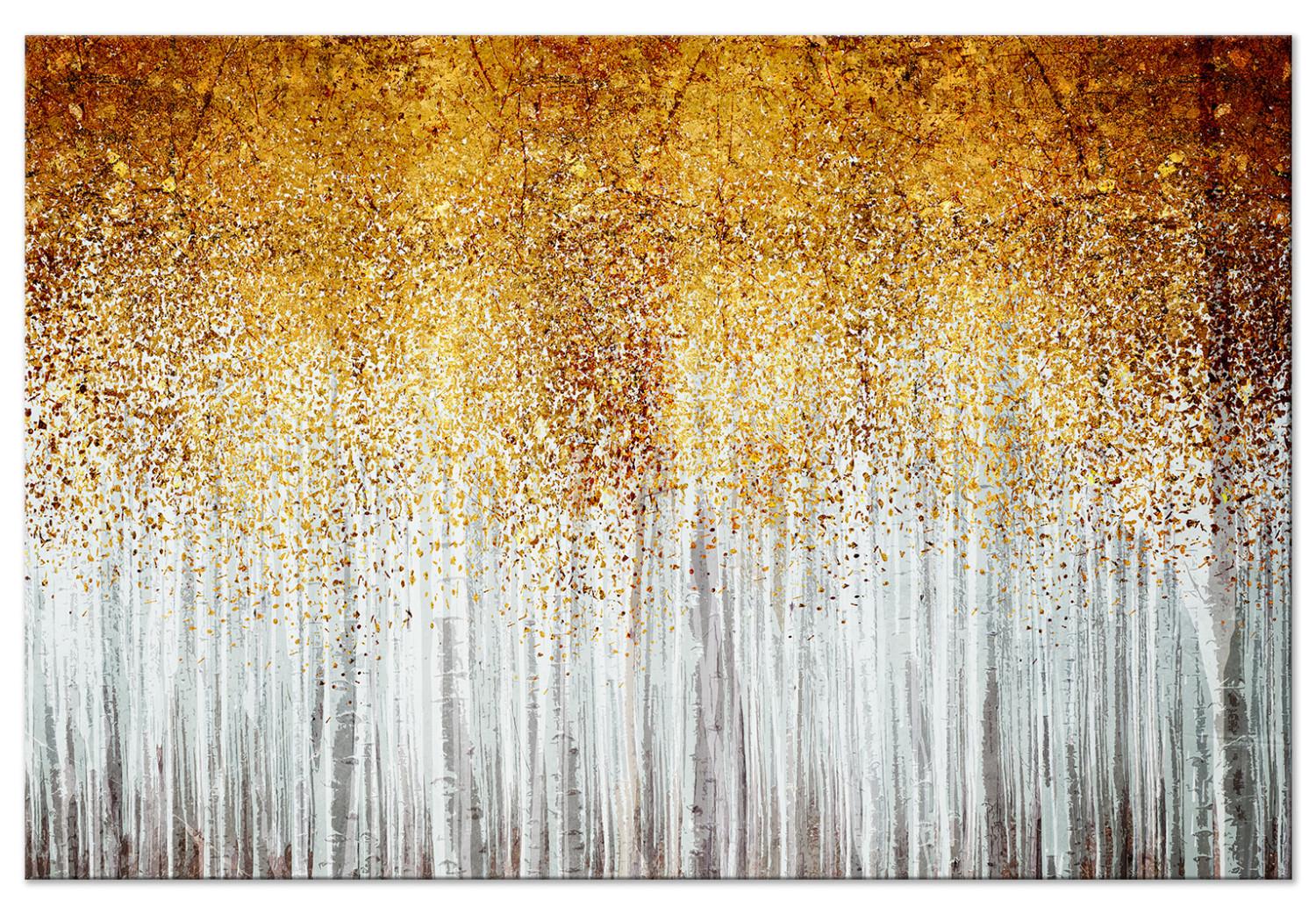 Cuadro decorativo Autumn Park - Abstract Graphic With Trees in Golden Colors