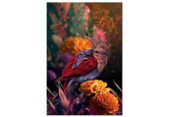 Cuadro decorativo Wild Nature - Resting Colorful Bird on a Plant Background