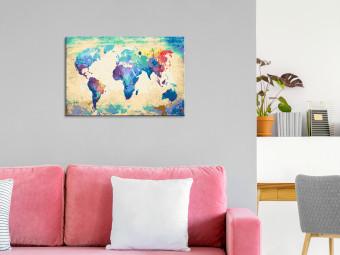 Cuadro para pintar por números Colorful Continents - Watercolor World Map in Rainbow Colors