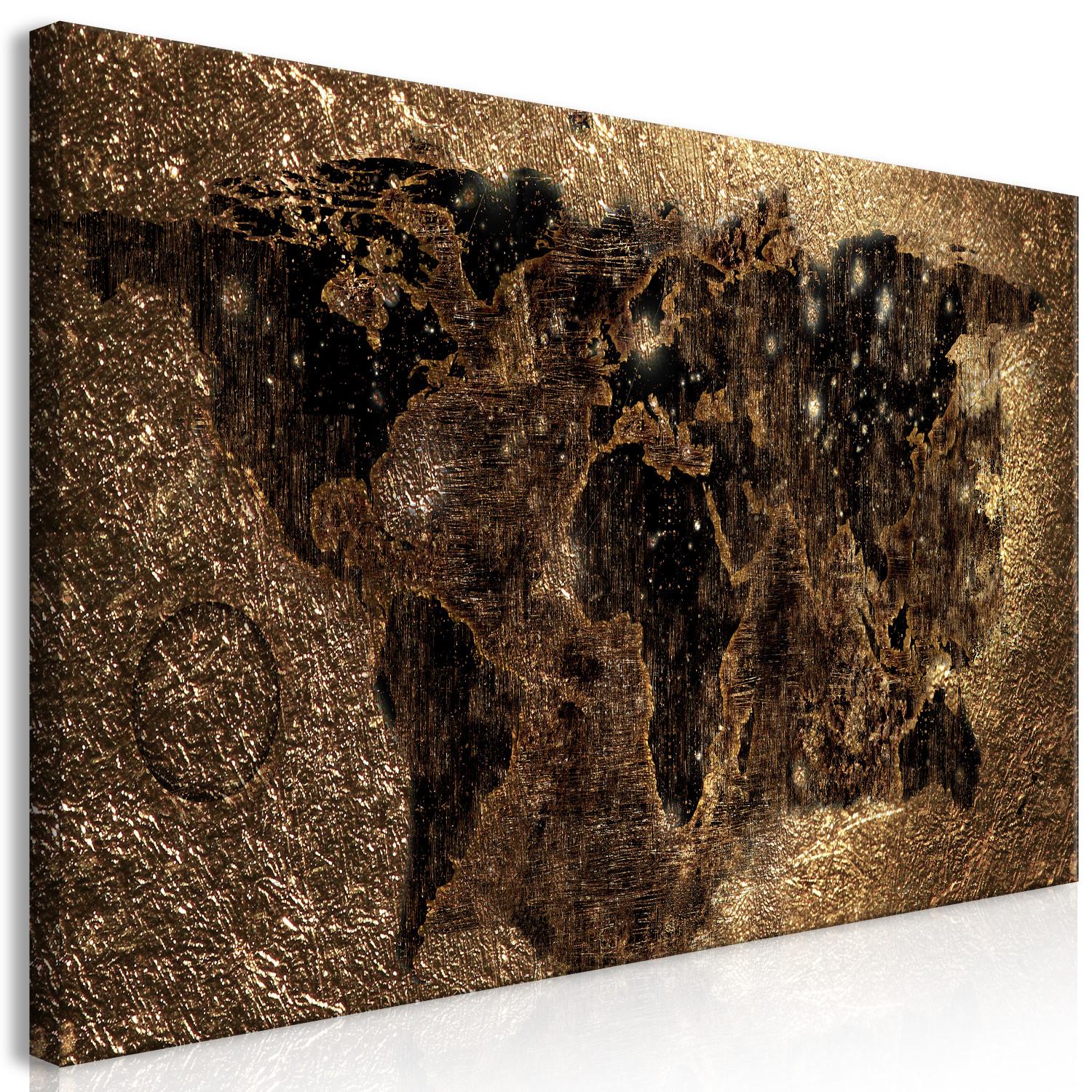 Cuadro decorativo Exclusive Map - Shiny Continents on a Metallic Background