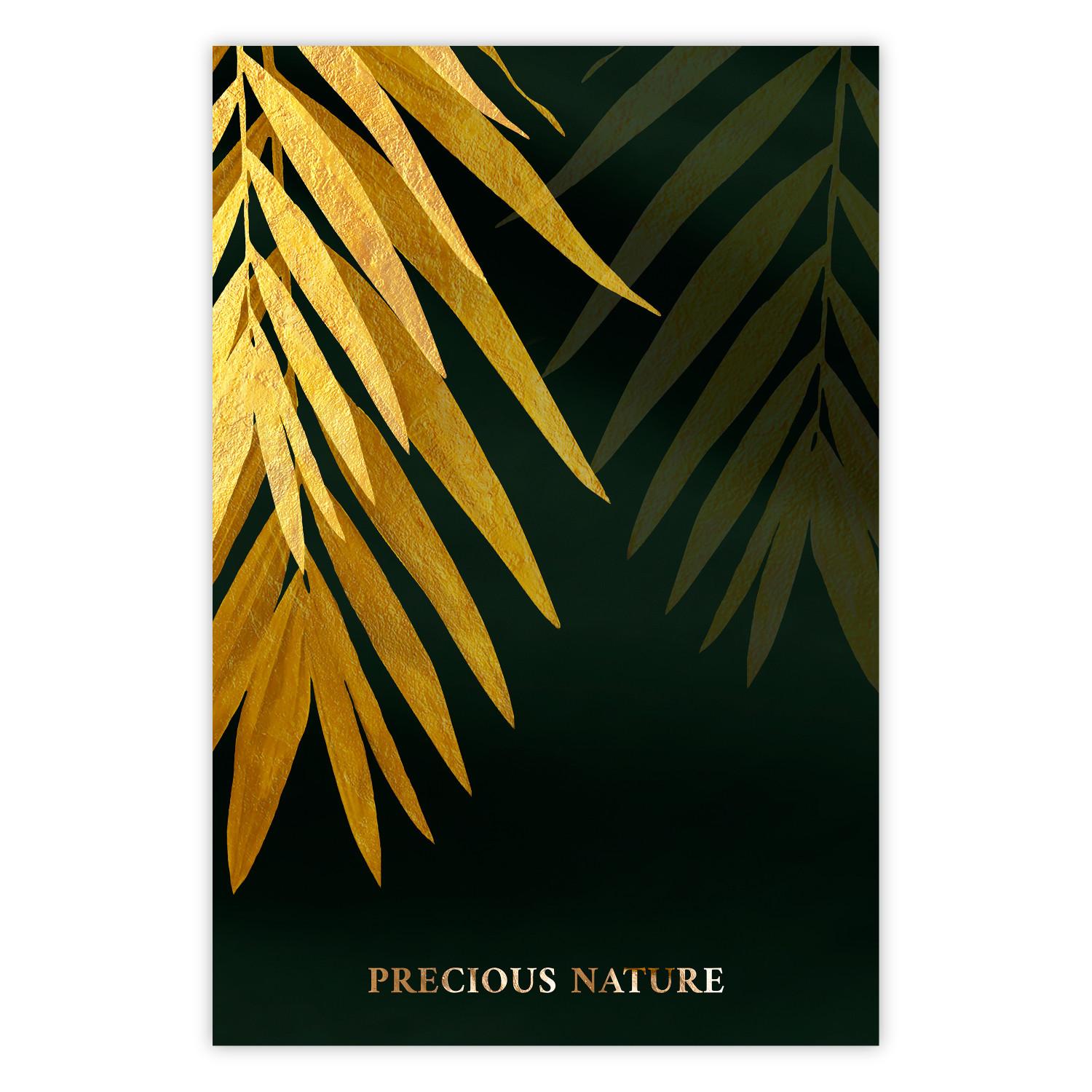 Póster Exotic Nature - Tropical Plants on a Dark Green Background