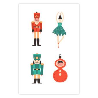 Poster Christmas Tree Toys - Ballerina and Toy Soldiers in Festive Colors