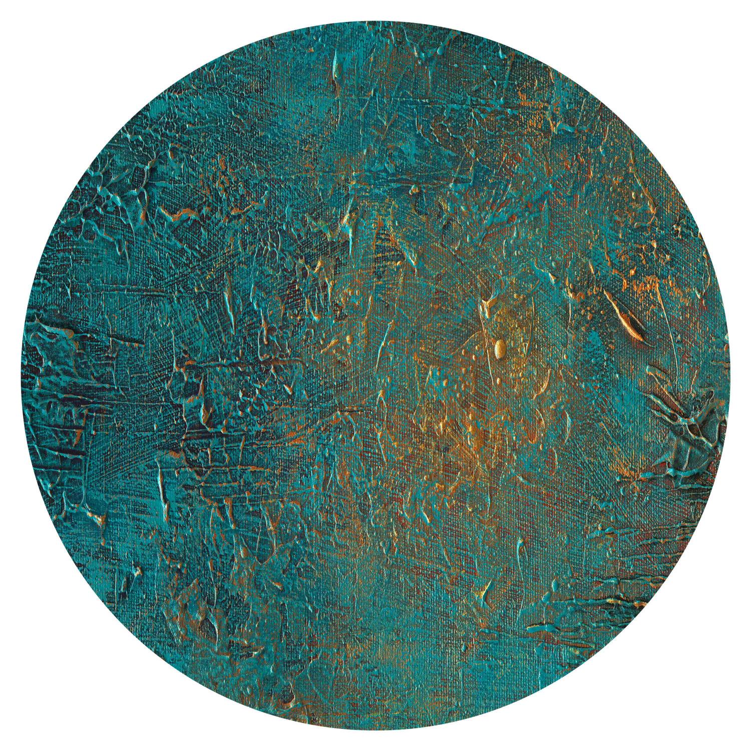 Fotomurales redondos Azure Mirror - Turquoise Abstraction With Visible Paint Structure
