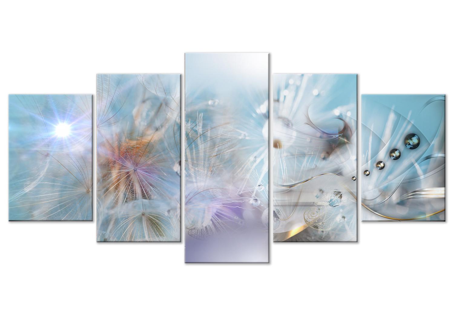 Cuadro moderno Composition With Dandelions - Blue Abstraction With Delicate Summer Flowers