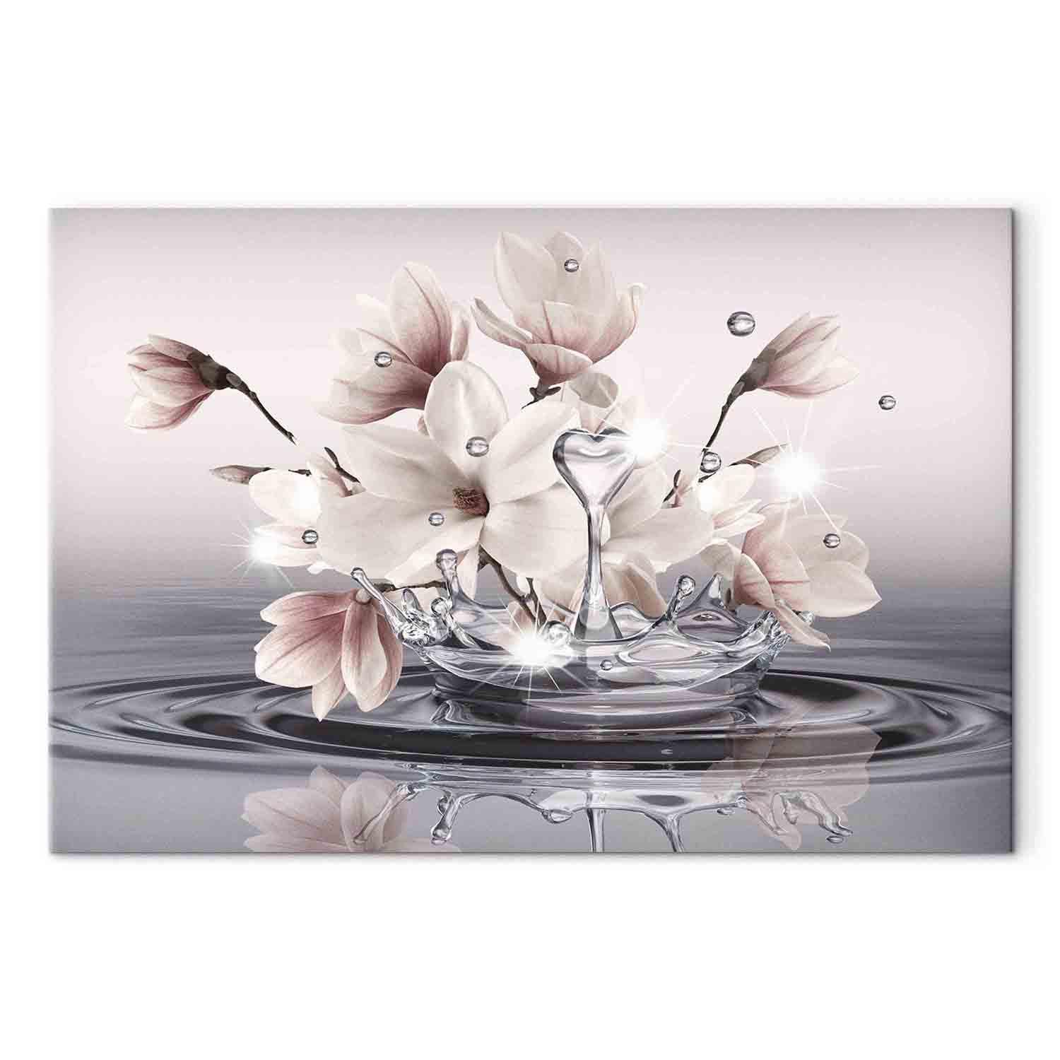 Cuadro moderno Néctar amor (1 parte) ancho - magnolias rosadas, agua