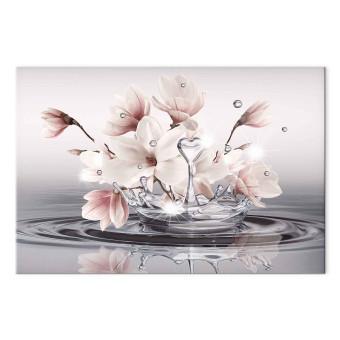 Cuadro moderno Néctar amor (1 parte) ancho - magnolias rosadas, agua