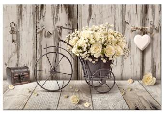 Cuadro moderno Ramo secreto (1-parte) ancho - bicicleta y flores de estilo vintage