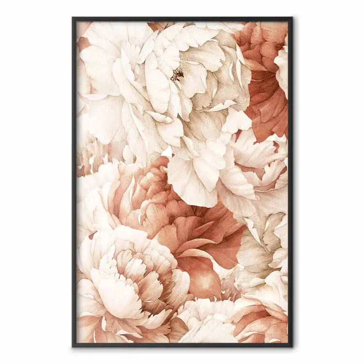 Peonías - flores decorativas pintadas con acuarelas en colores vivos