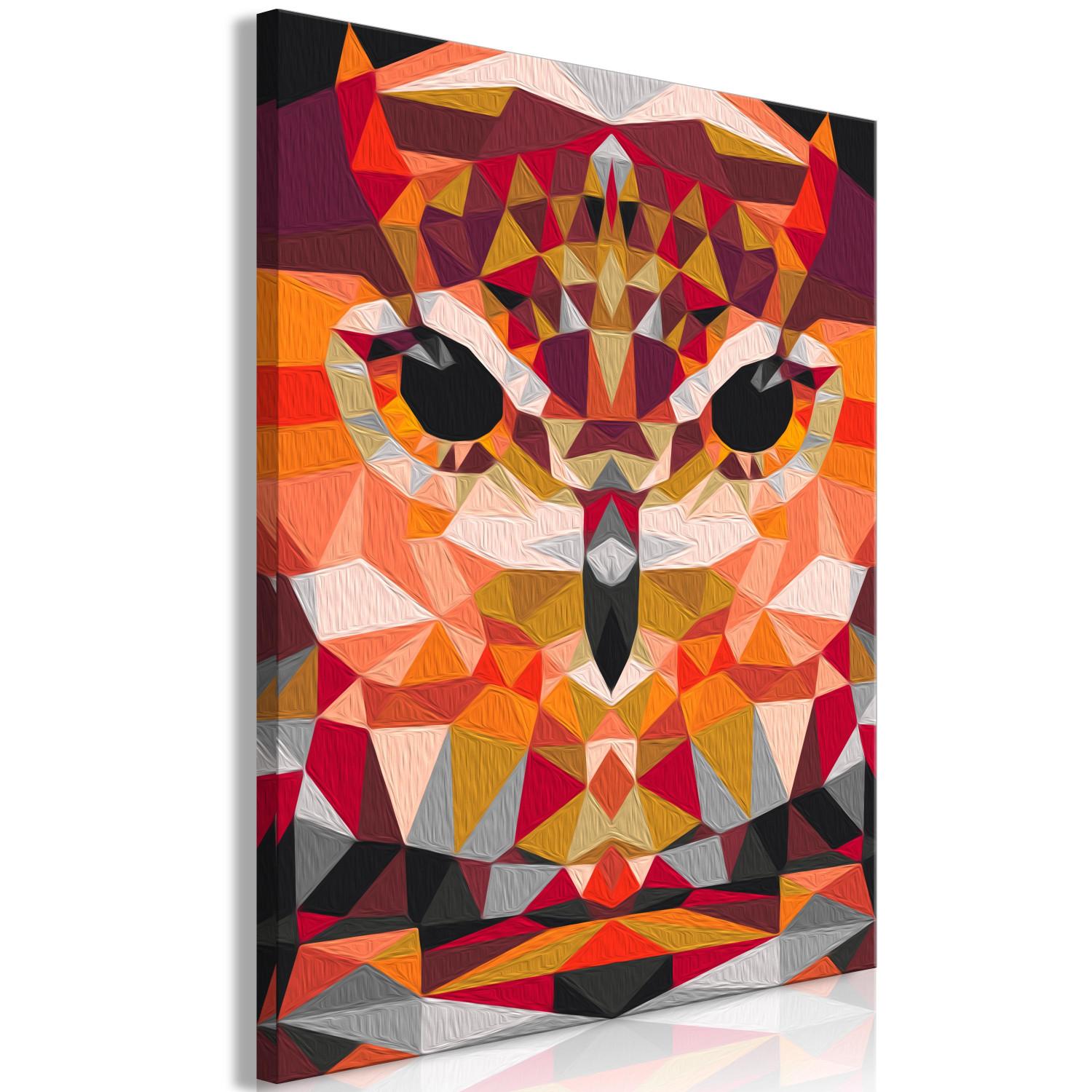 Cuadro para pintar con números Mesmerizing Owl - Geometric Abstraction With a Night Bird