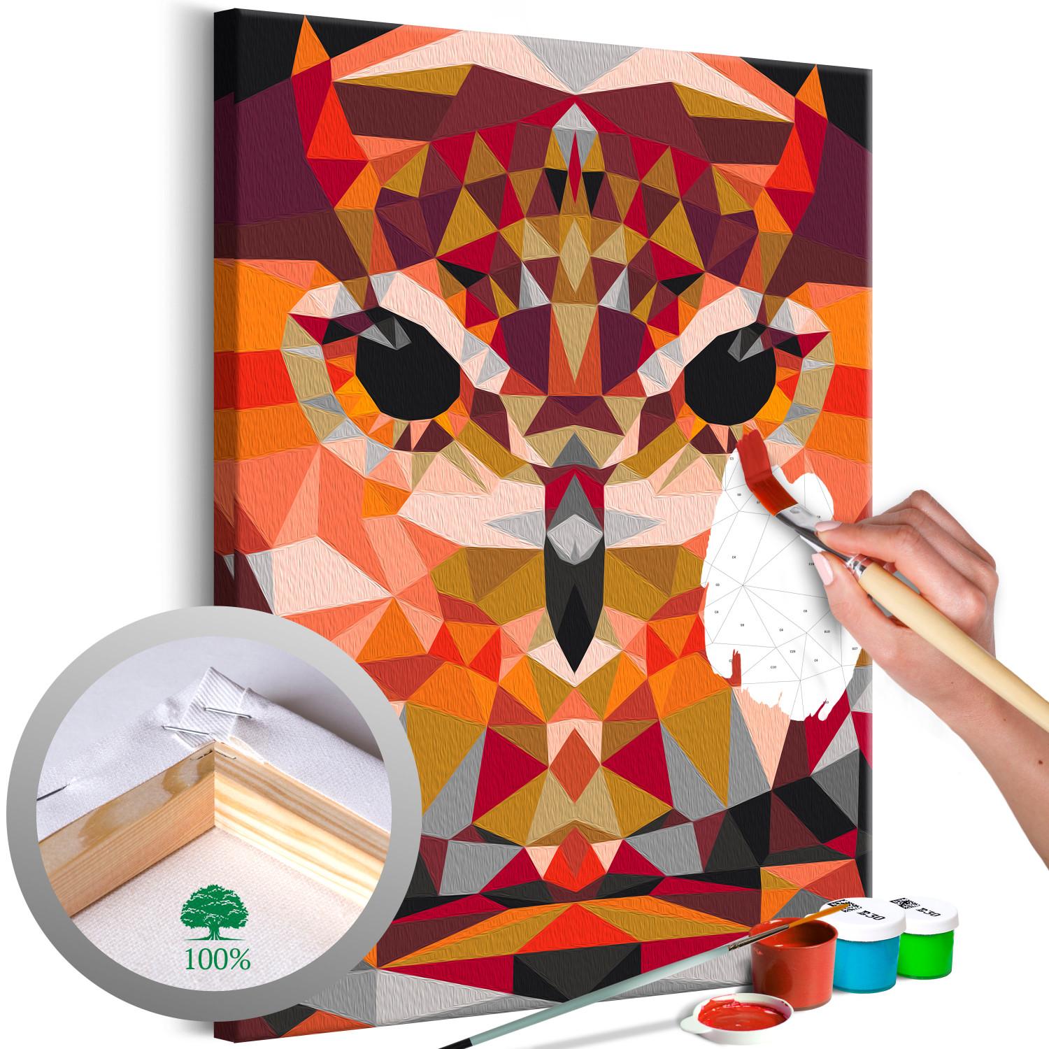 Cuadro para pintar con números Mesmerizing Owl - Geometric Abstraction With a Night Bird