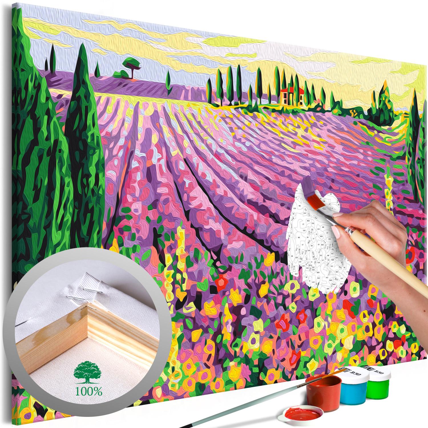 Cuadro para pintar con números Sicilian Glade - Summer Landscape With Lavender Field