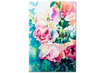 Cuadro moderno Pink Roses - Bouquet of Flowers and Plants Painted With Watercolor
