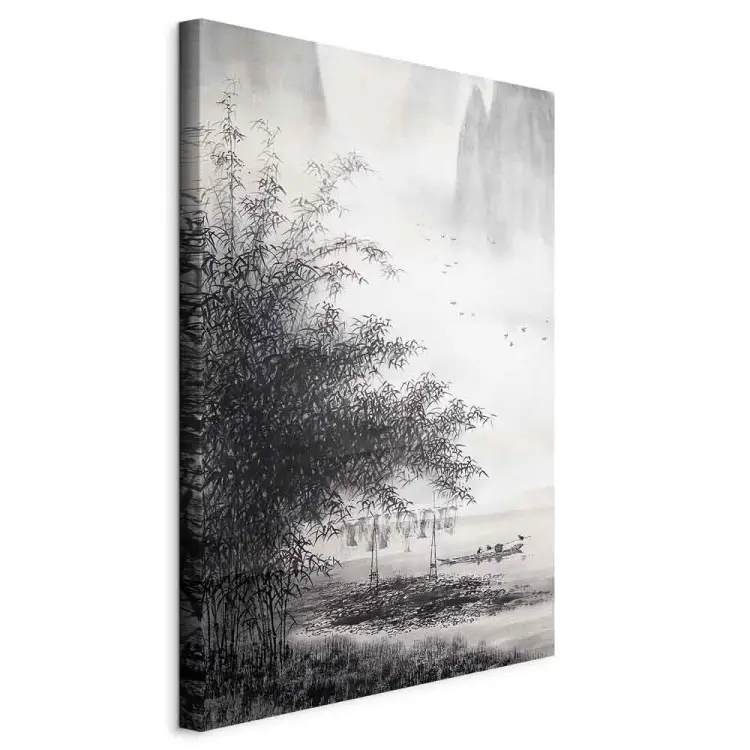 Pintura china - paisaje tradicional pintado en tinta negra