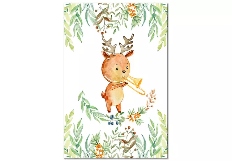 Musical Deer - Illustration for Children Painted With Watercolor