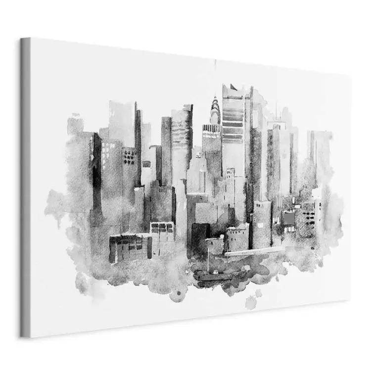 Arquitectura monocroma - paisaje urbano pintado en acuarela