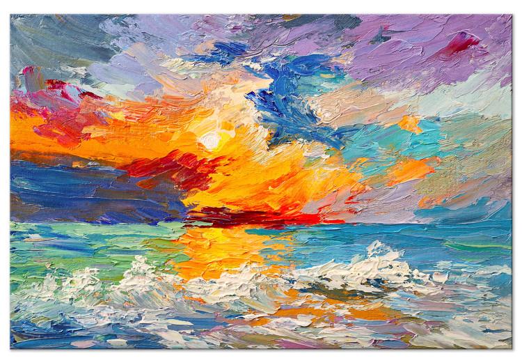 Seascape - Painted Sun at Sunset in Vivid Colors