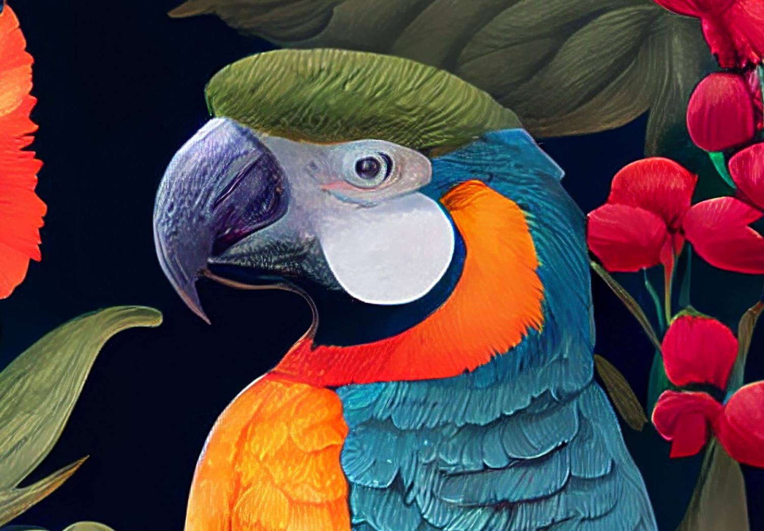 Cuadro decorativo Exotic Birds - Parrots Among Colorful Vegetation in the Jungle