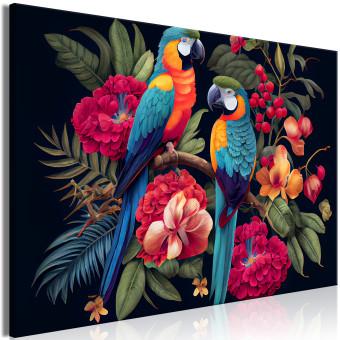 Cuadro decorativo Exotic Birds - Parrots Among Colorful Vegetation in the Jungle